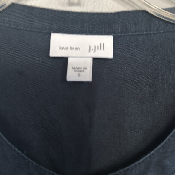 J. Jill women love linen 100% linen navy blue button down tunic blouse - Picture 2 of 11